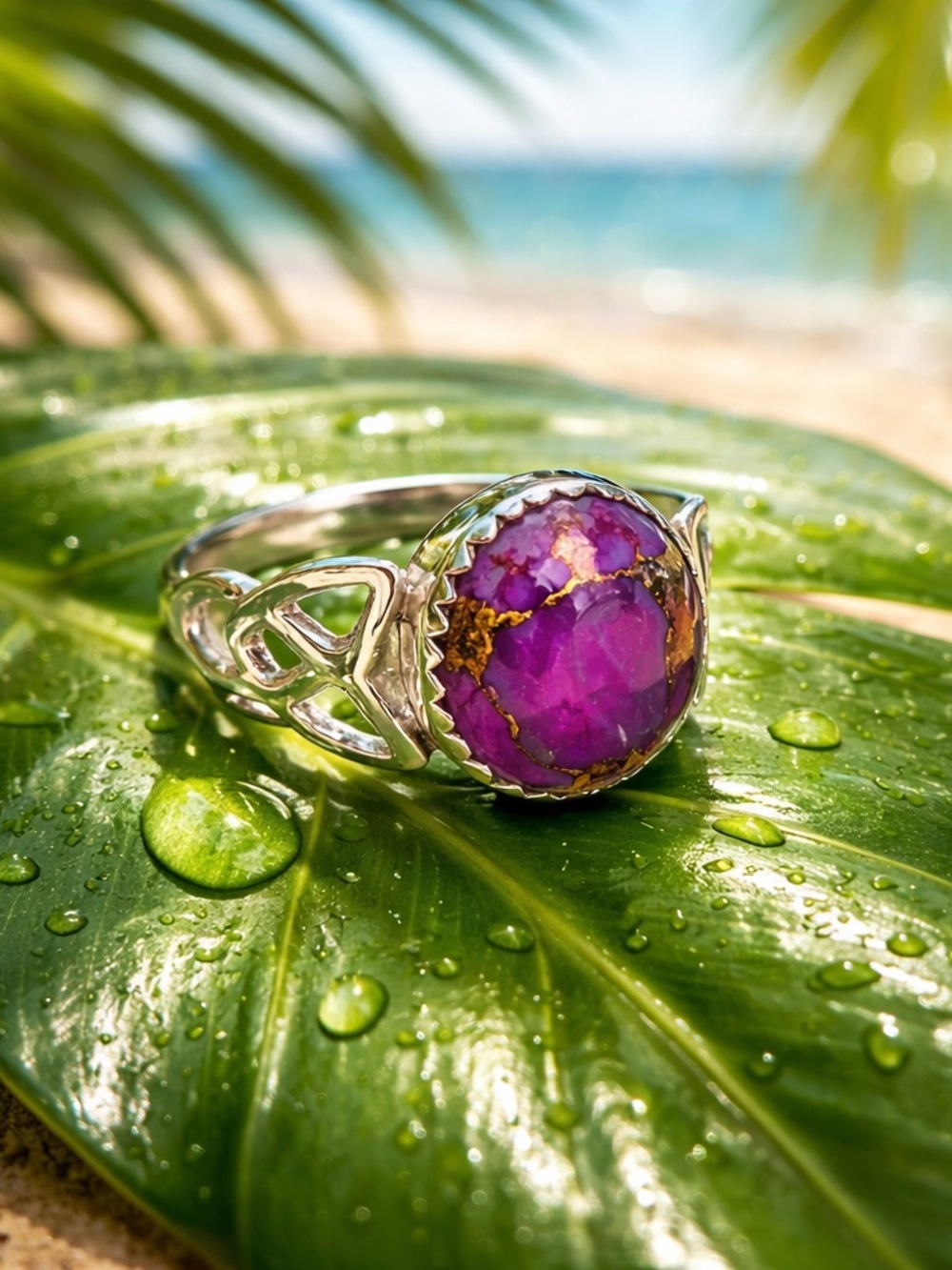 Purple Copper Turquoise Ring